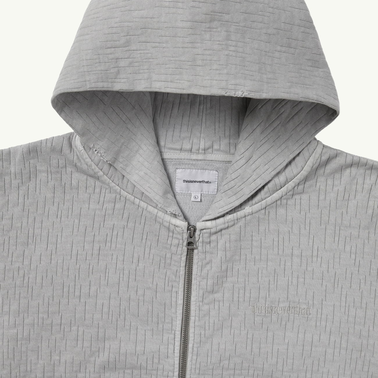 Distressed Zip Up Hoodie - Khaki Grey