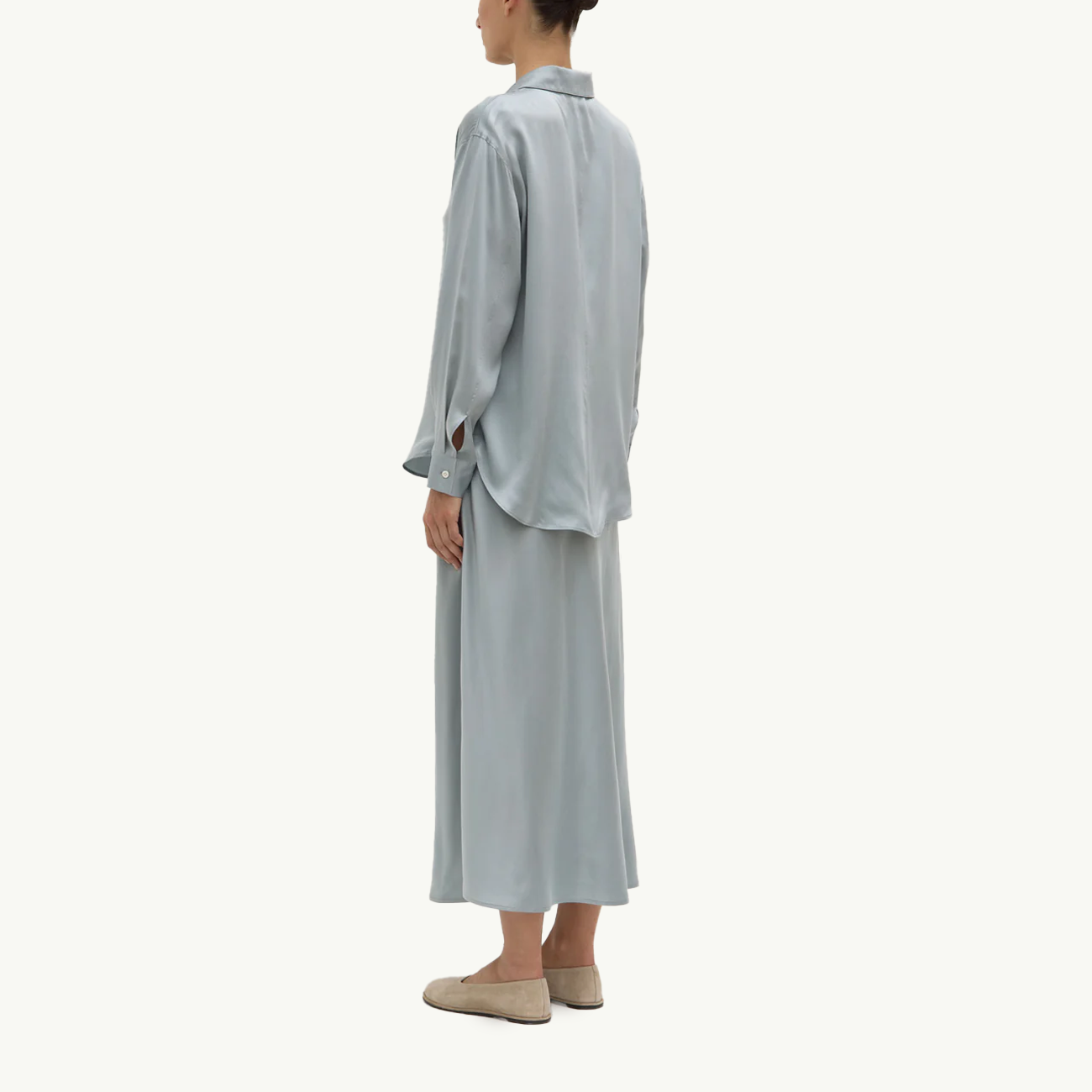 Pippa Silk Longsleeve Shirt - Cloud