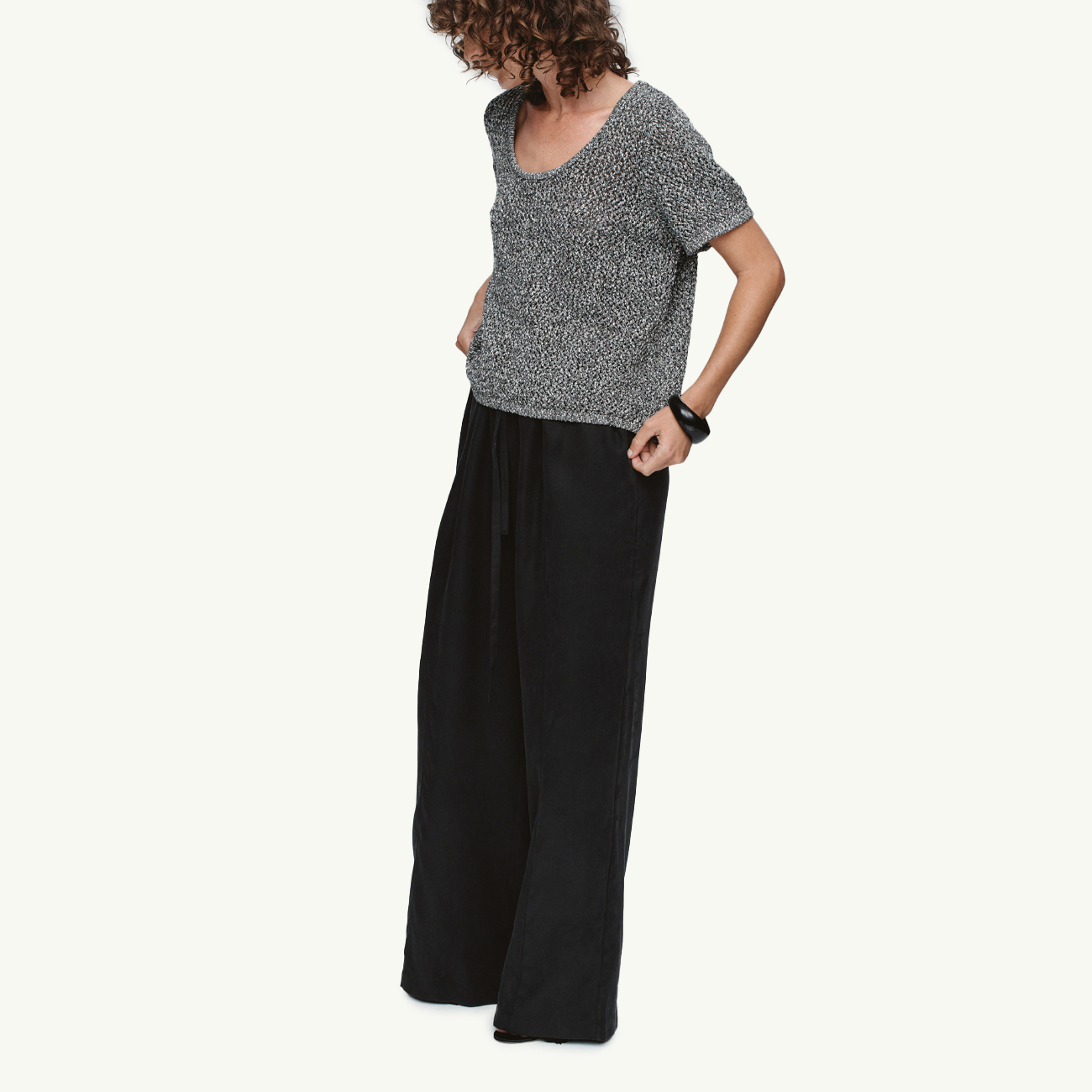 Rumi Top - Black/Ivory Melange