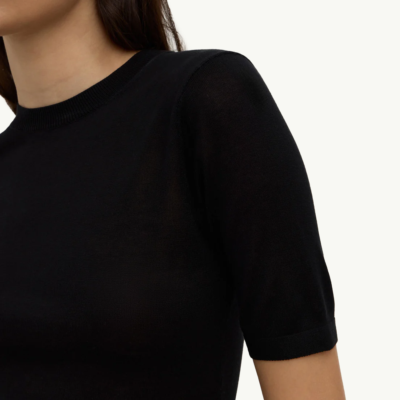 Mina Silk Knit Tee - Black