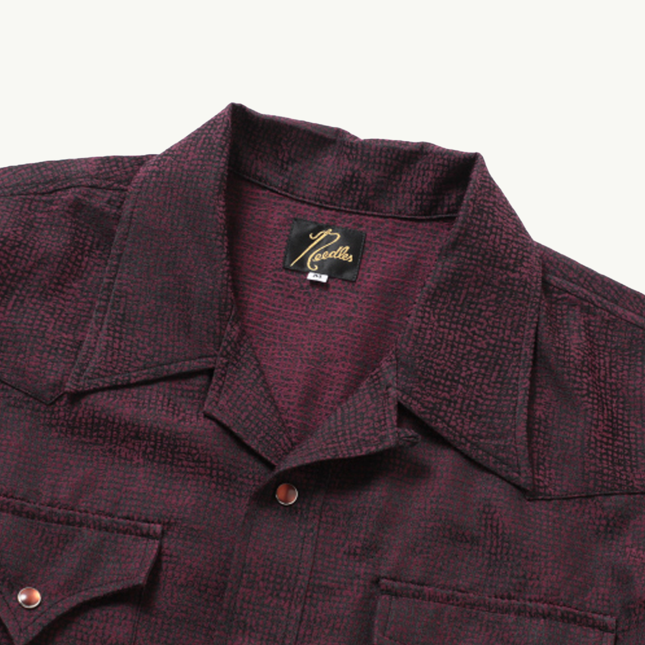 Western Blouse Micro Shadow Plaid - Burgundy