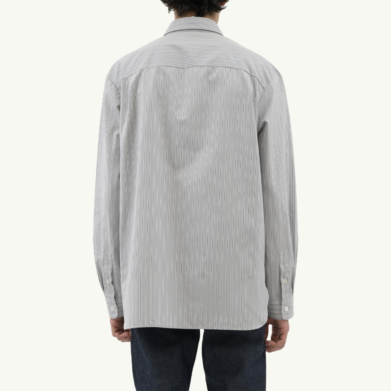 Malo Logo Shirt - Light Grey Stripe