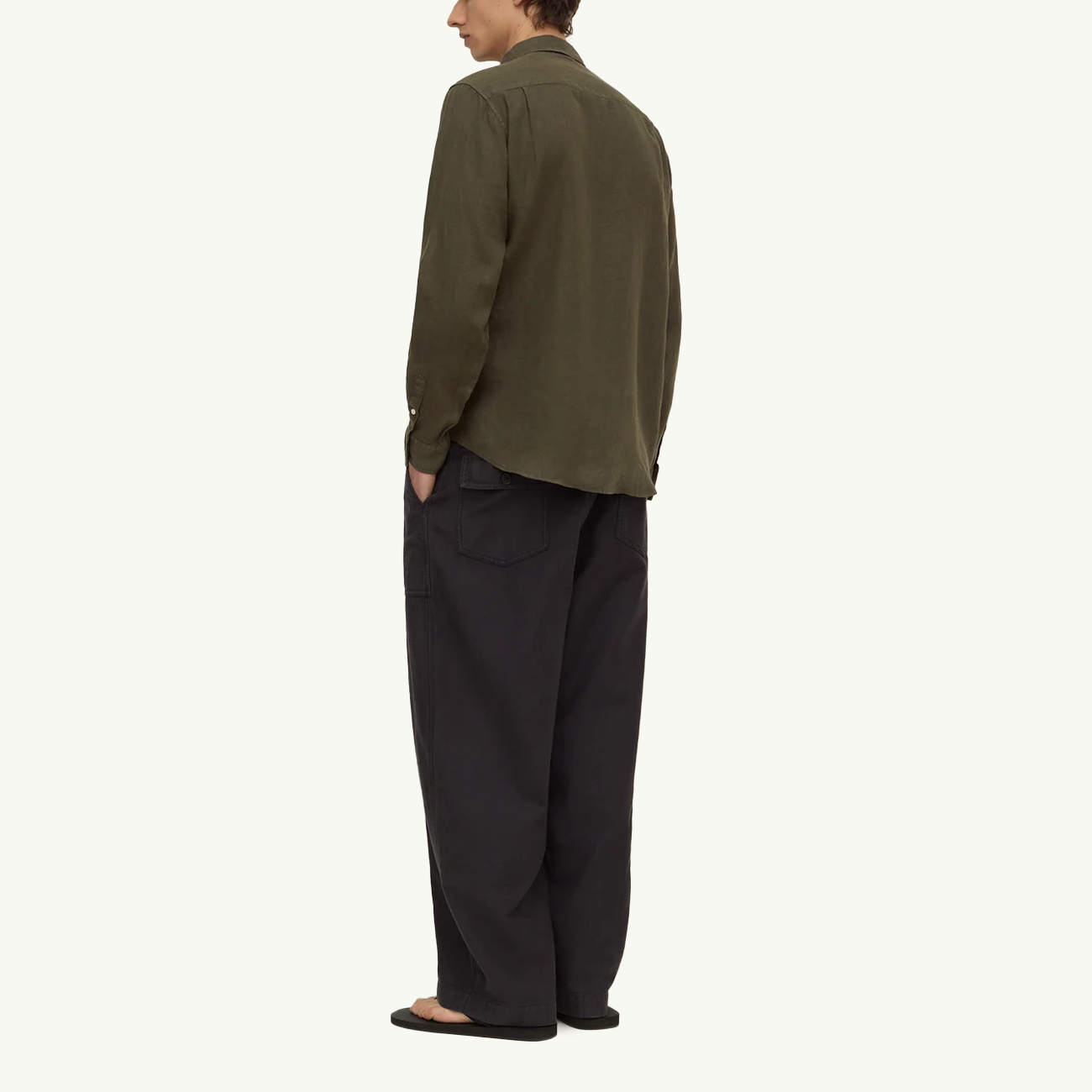 Everyday Mens Linen Long Sleeve Shirt - Dark Military