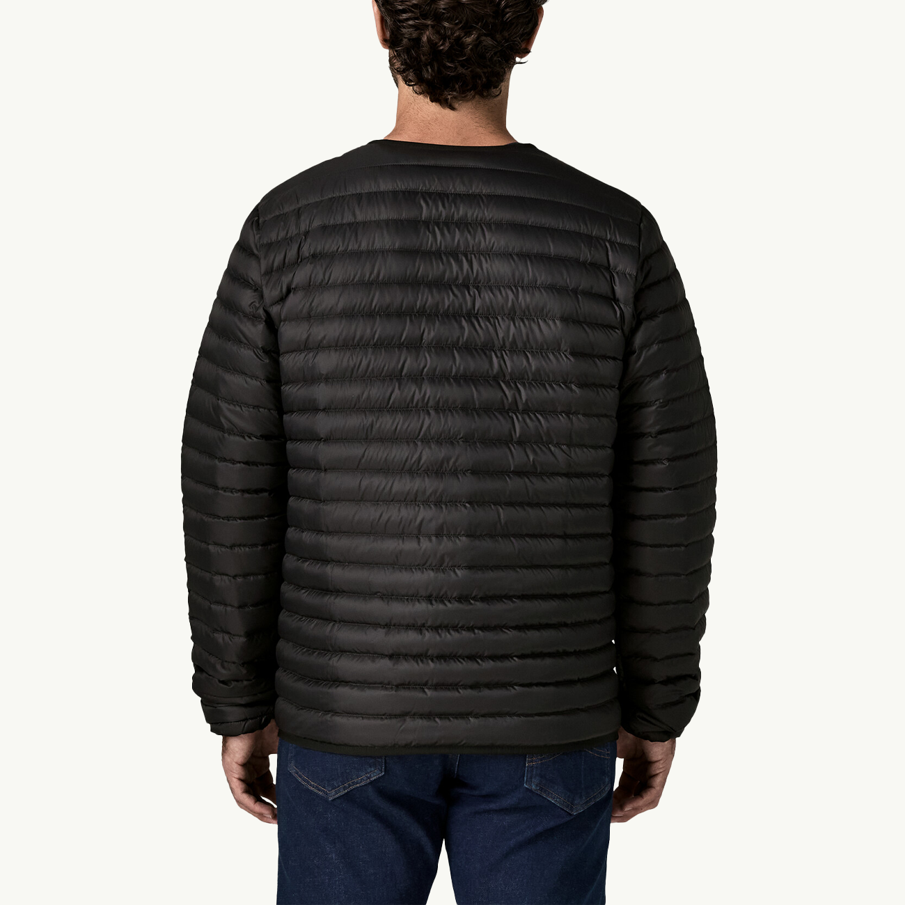 Lightweight Down Sweater Cardigan - Black