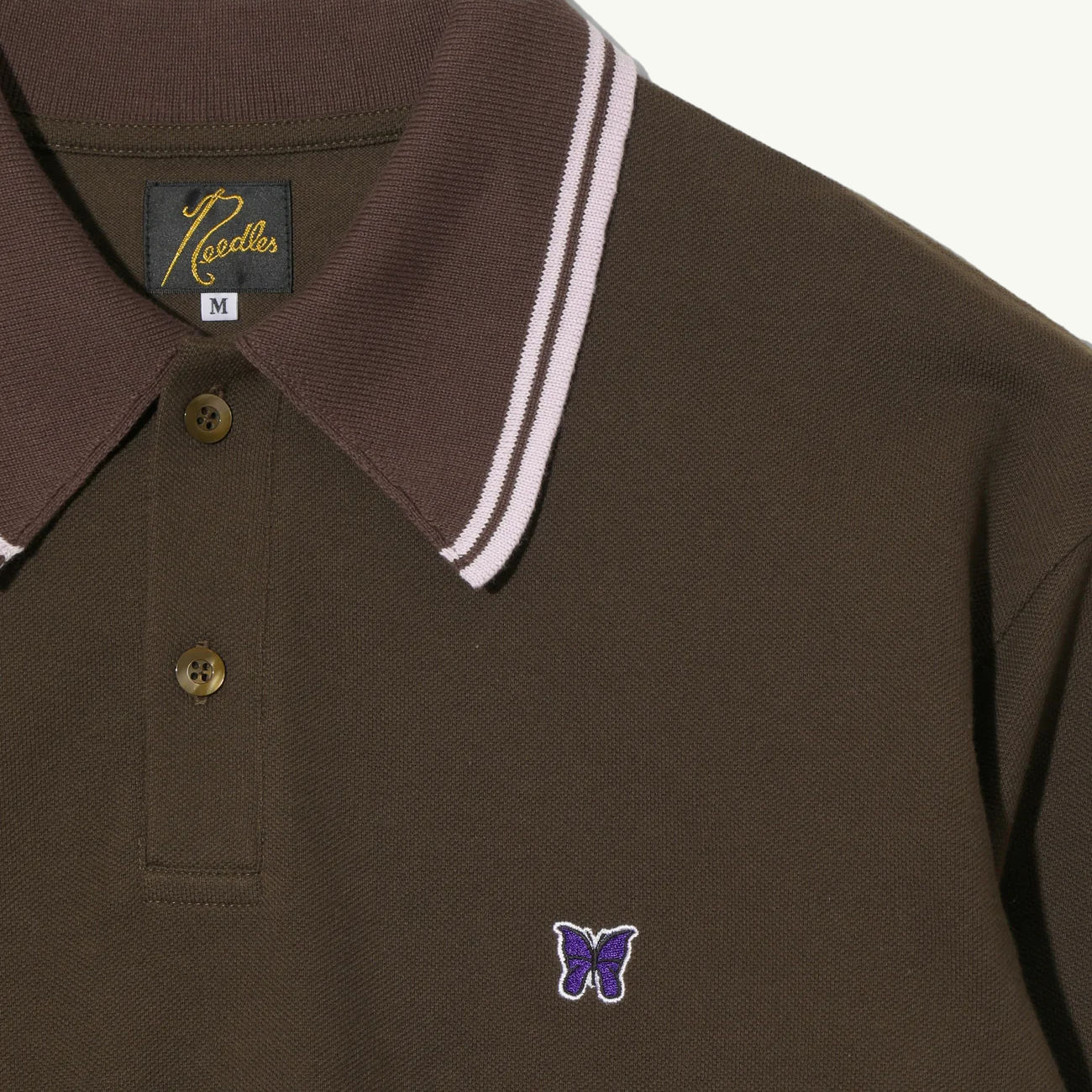 Regular Collar LS Polo Cotton Pique - Brown