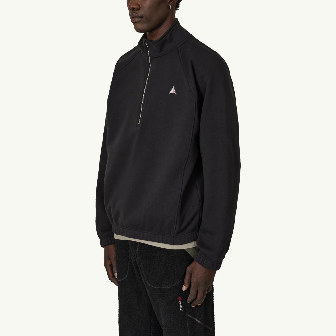 Logo 490Gsm Heavy Half Zip - Black