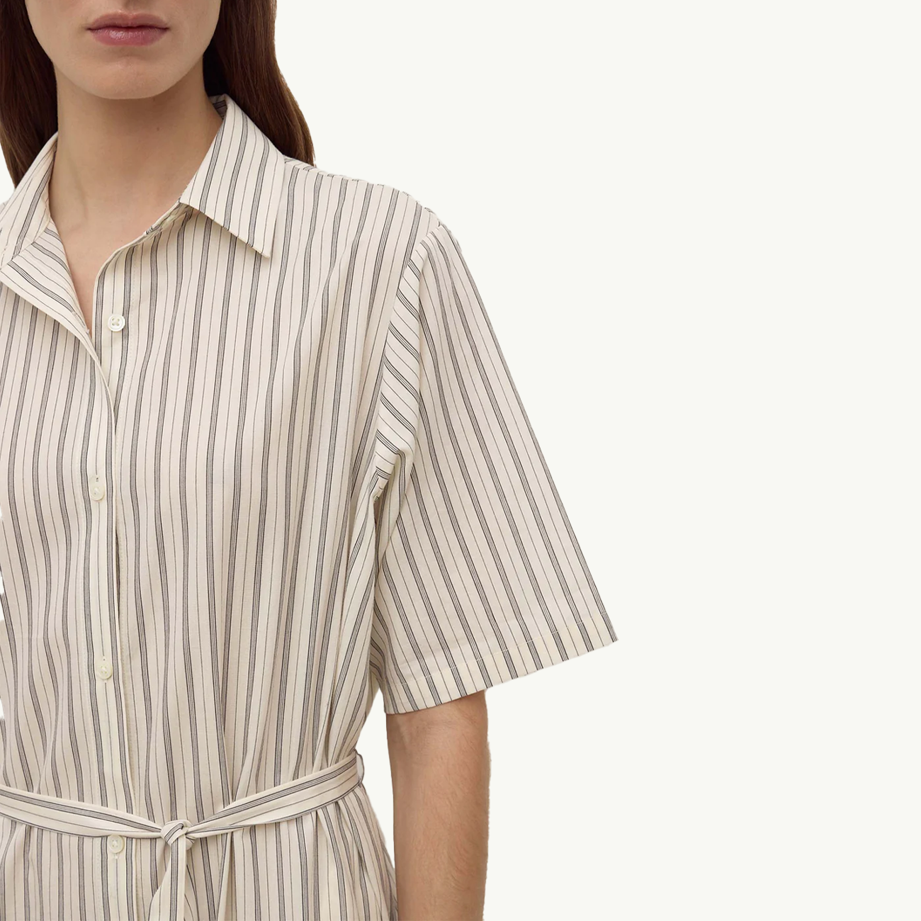 Ria Stripe Midi Shirt Dress - Cream/Smoke