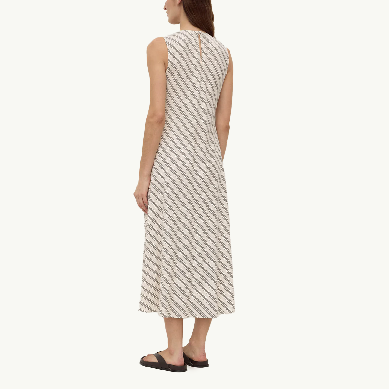 Lenny Stripe Midi Dress - Cream/Smoke