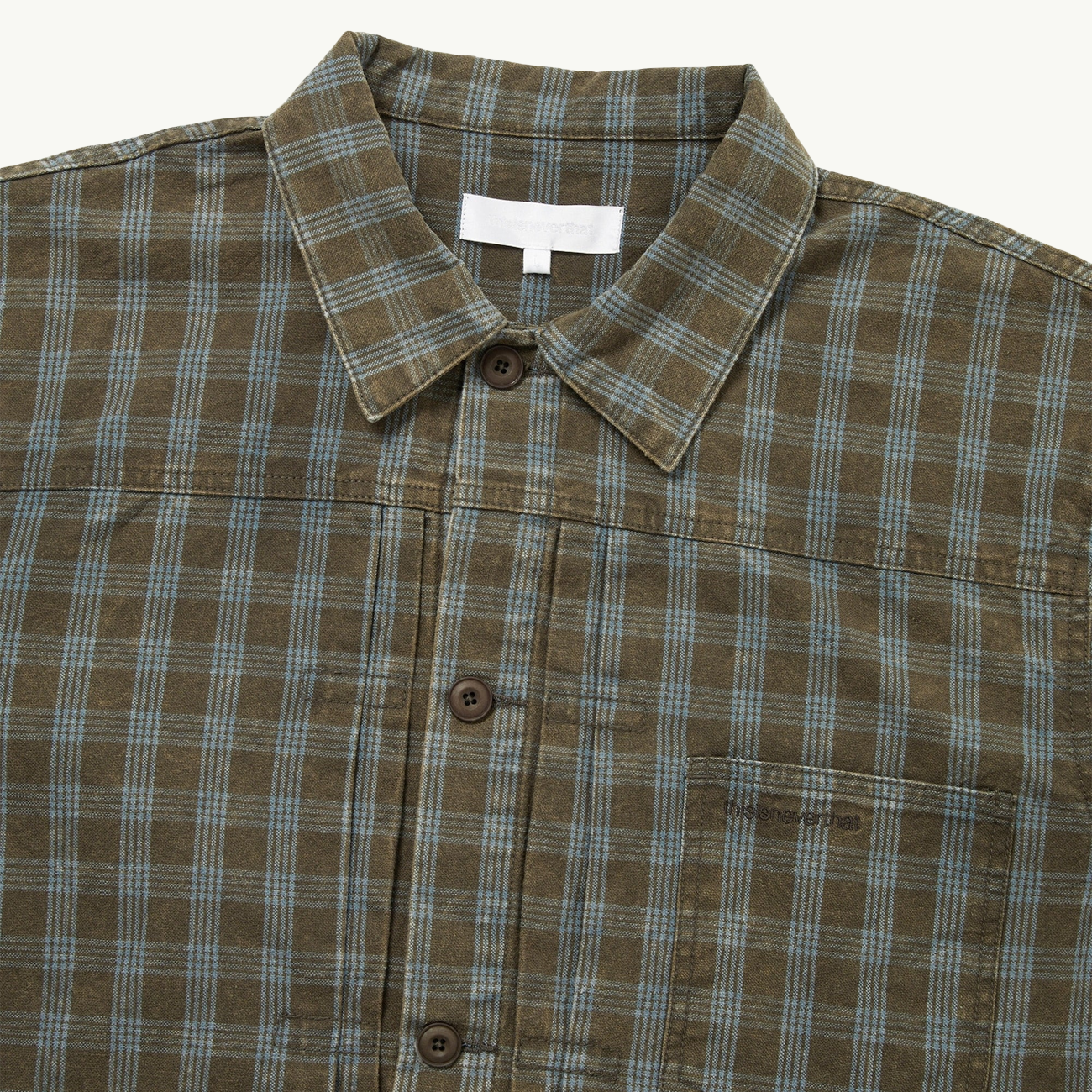 Washed Check Trucker Jacket - Brown