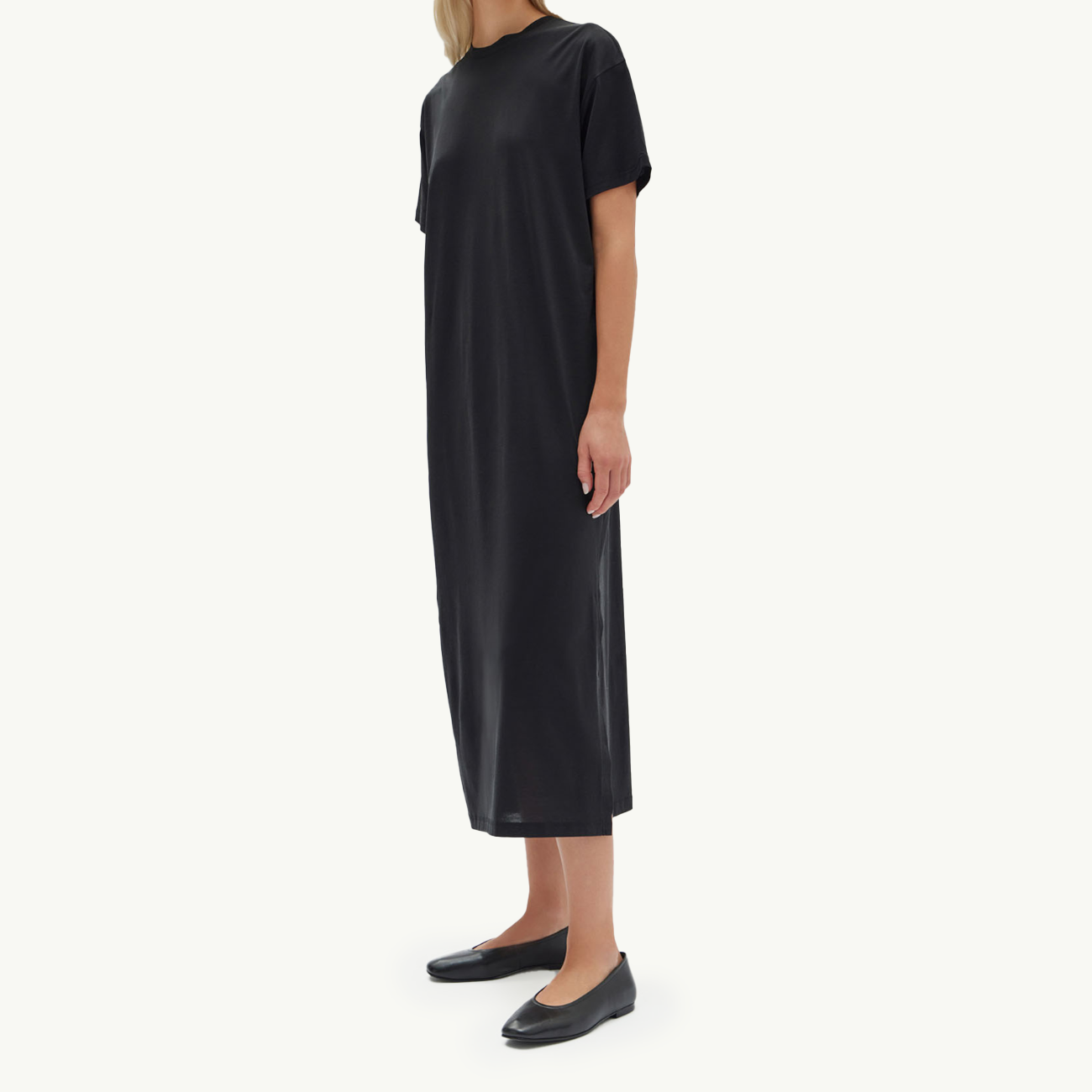 Silk Blend Tee Dress - Black