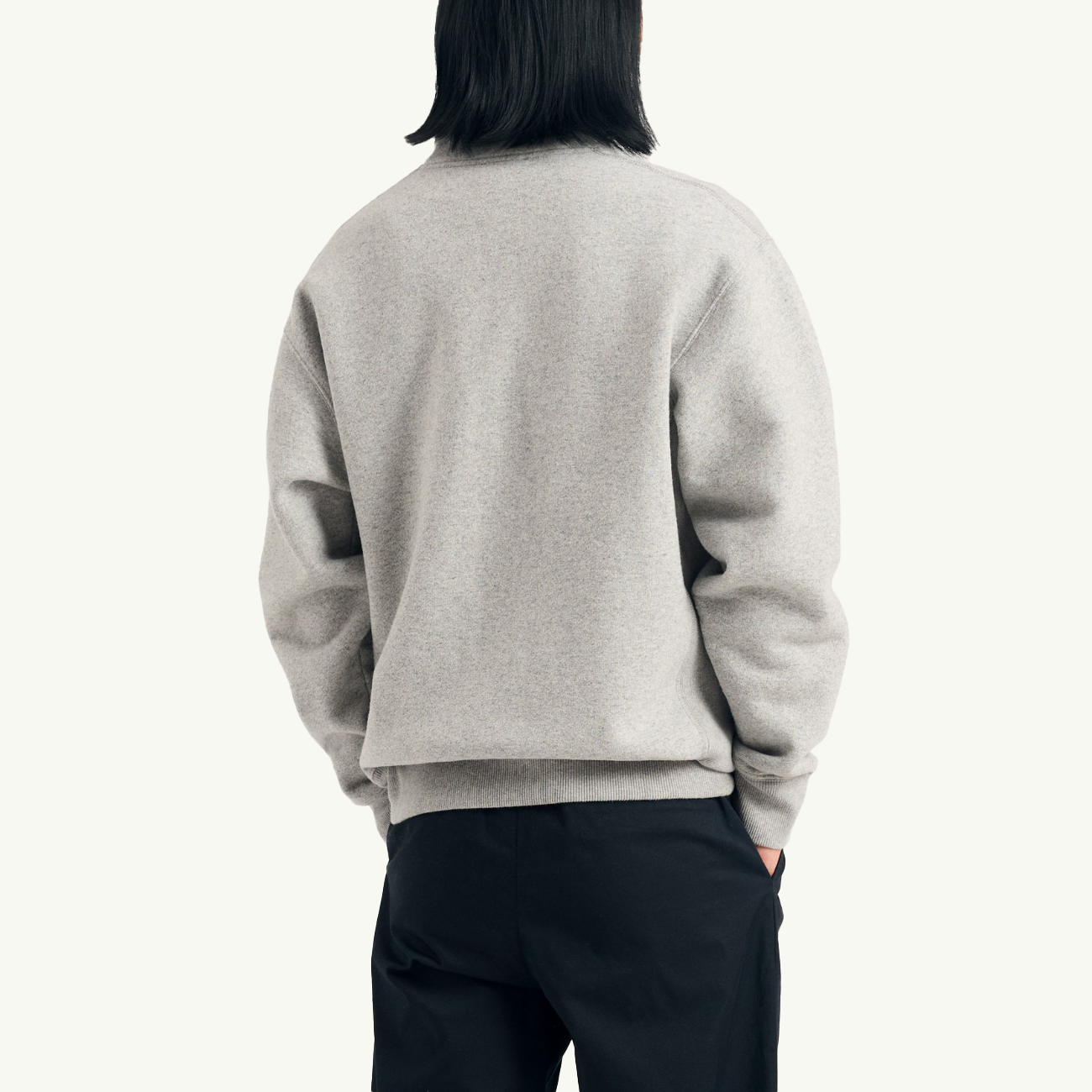 Ketel Relaxed Cotton Wool Half Zip Sweatshirt - Grey Melange