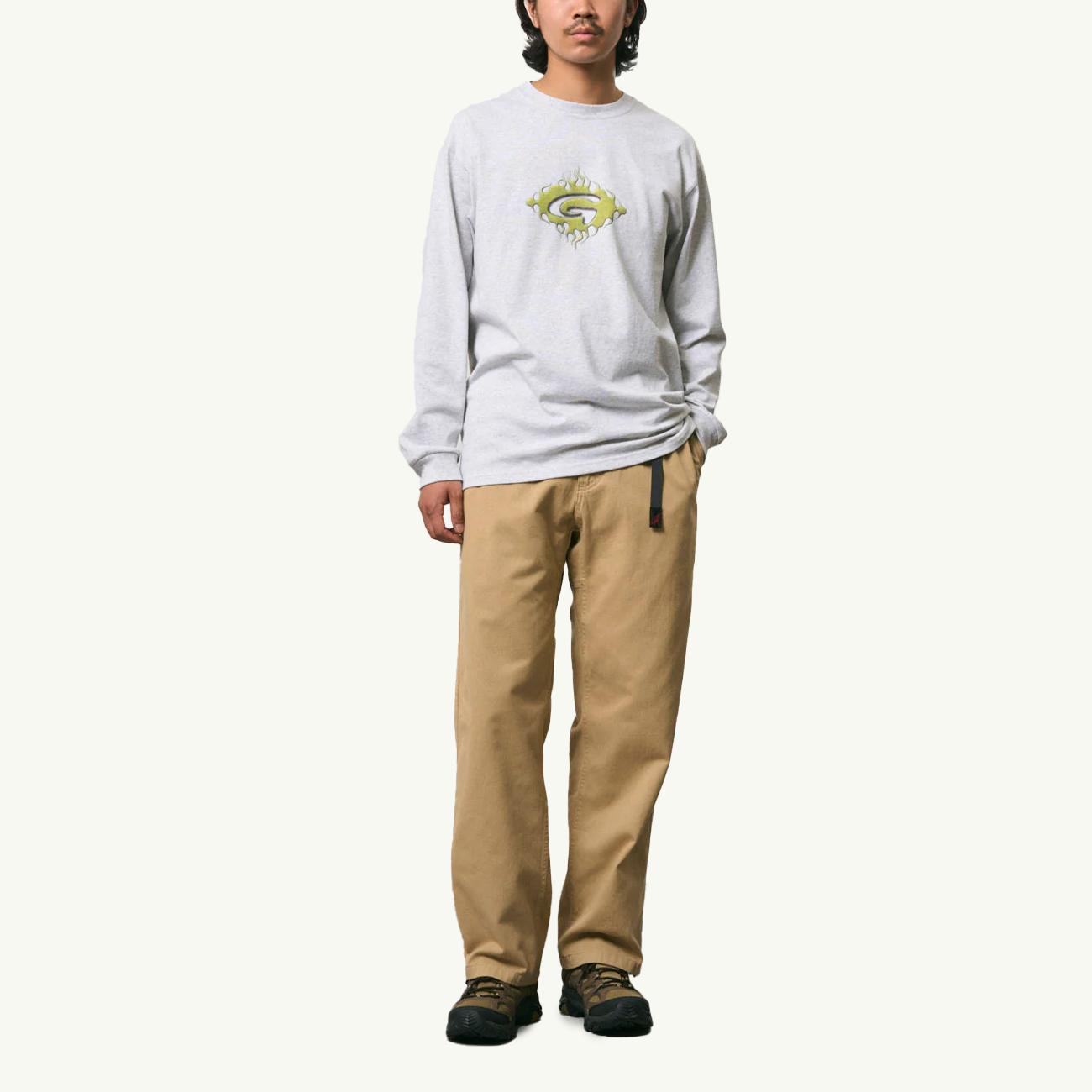 Flames LS Tee - Ash Heather