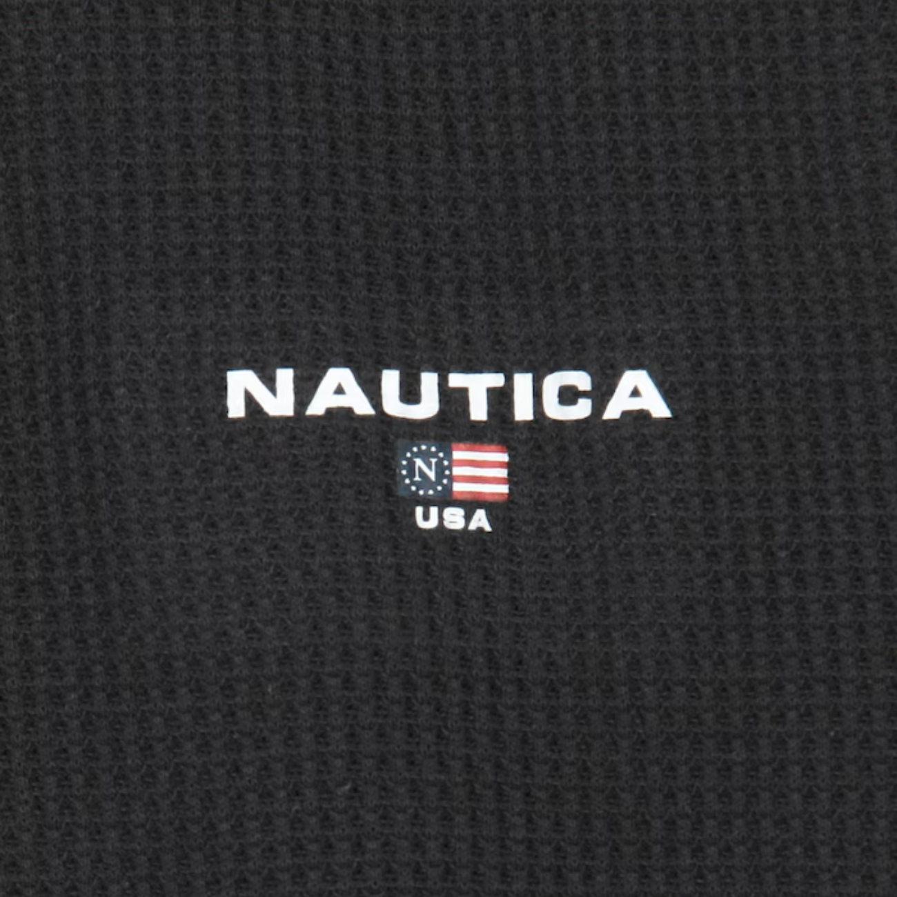 Waffle Henley Long Sleeve Tee - Black