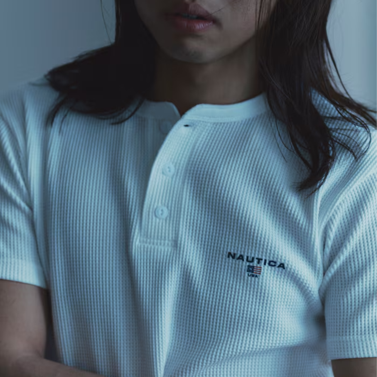 Waffle Henley Short Sleeve Tee - White