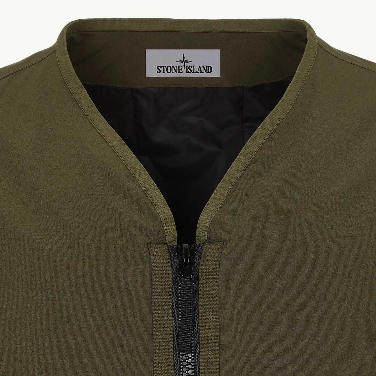 Jacket Collarless Zip Up - Olive Green 5879