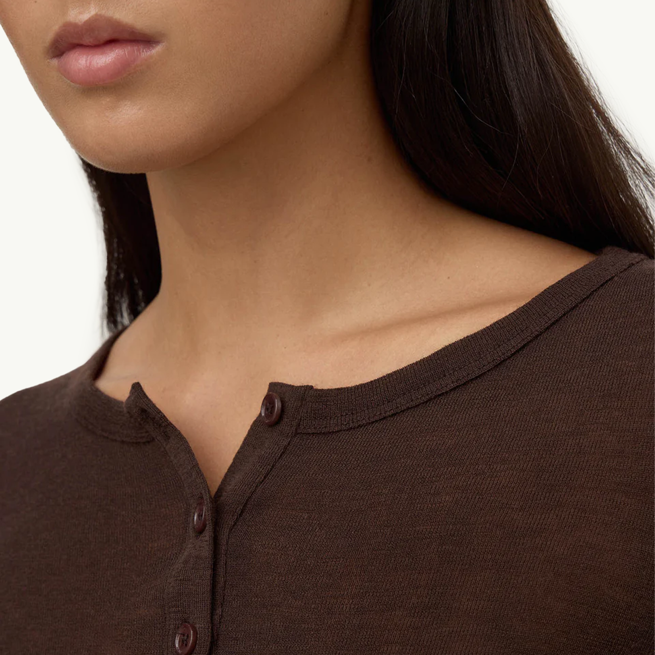 Nora Merino Wool Henley - Ganache