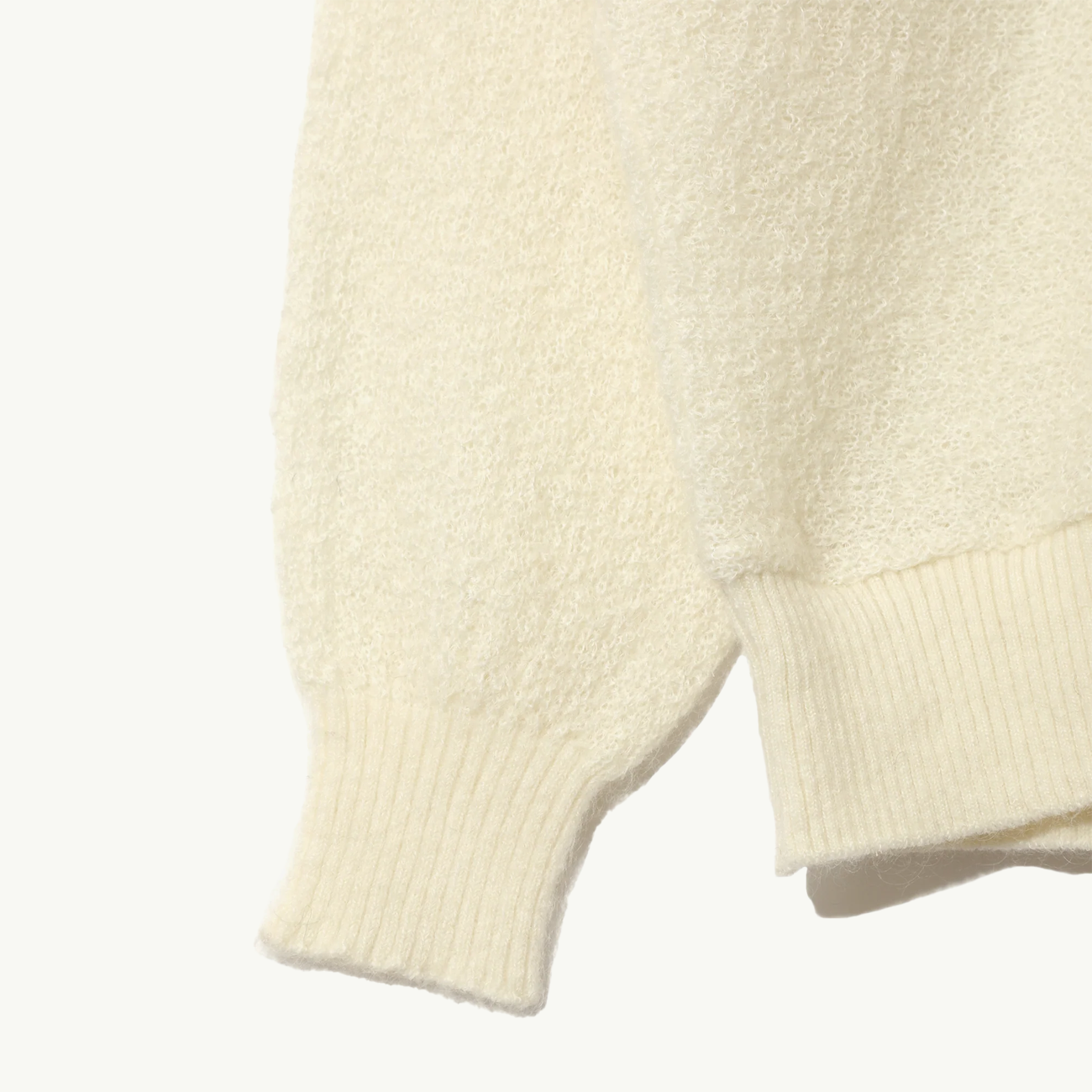 Round Collar Woven Crepe Cardigan - Ivory