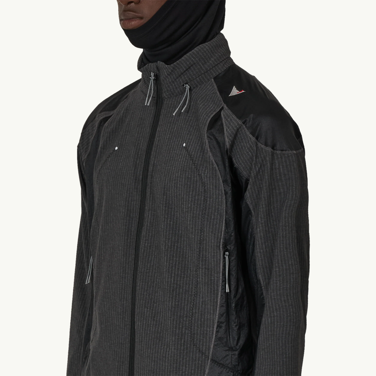 Numb Pinstriped Hooded Wind Jacket - Black