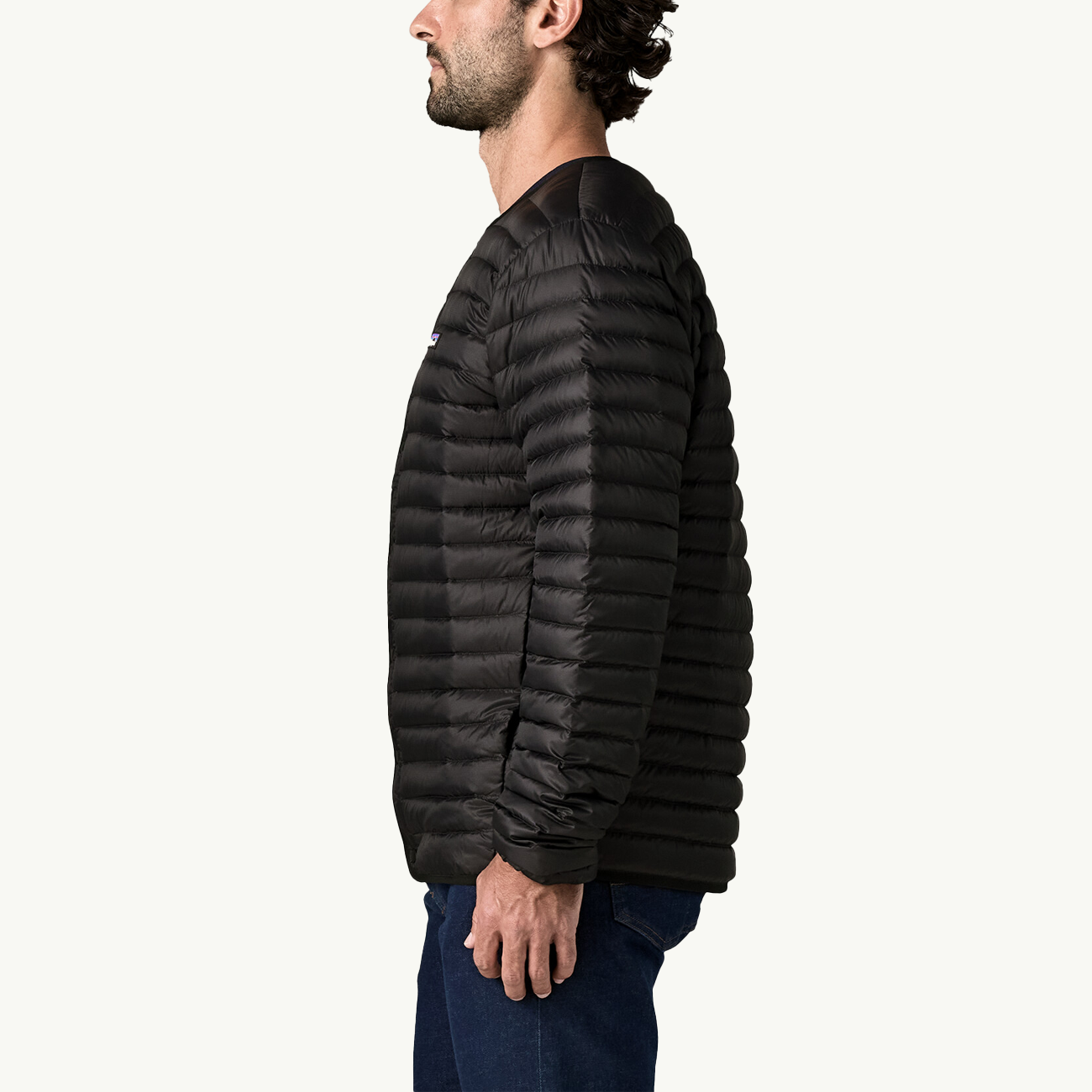 Lightweight Down Sweater Cardigan - Black