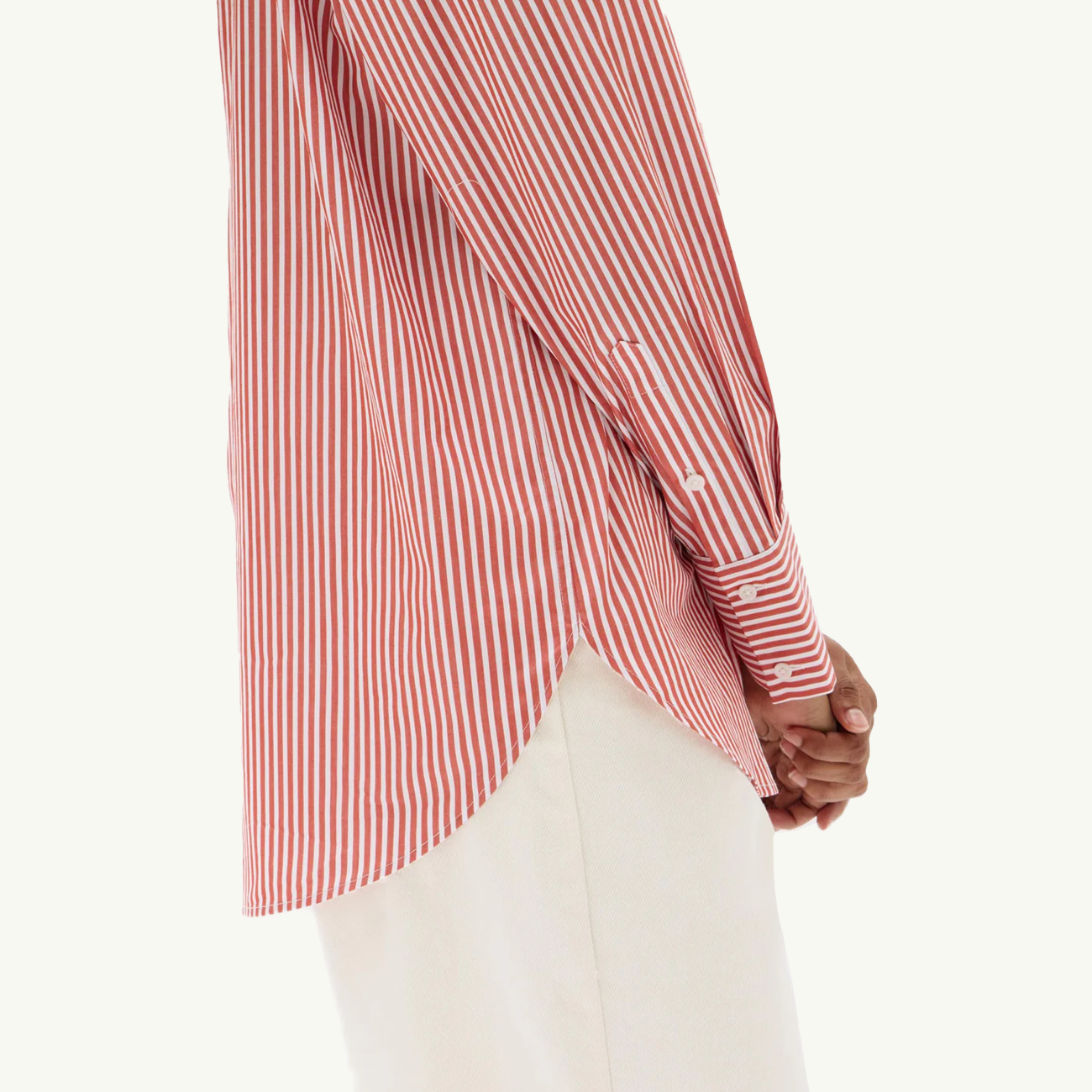 Signature Poplin Shirt - Papaya/White Stripe