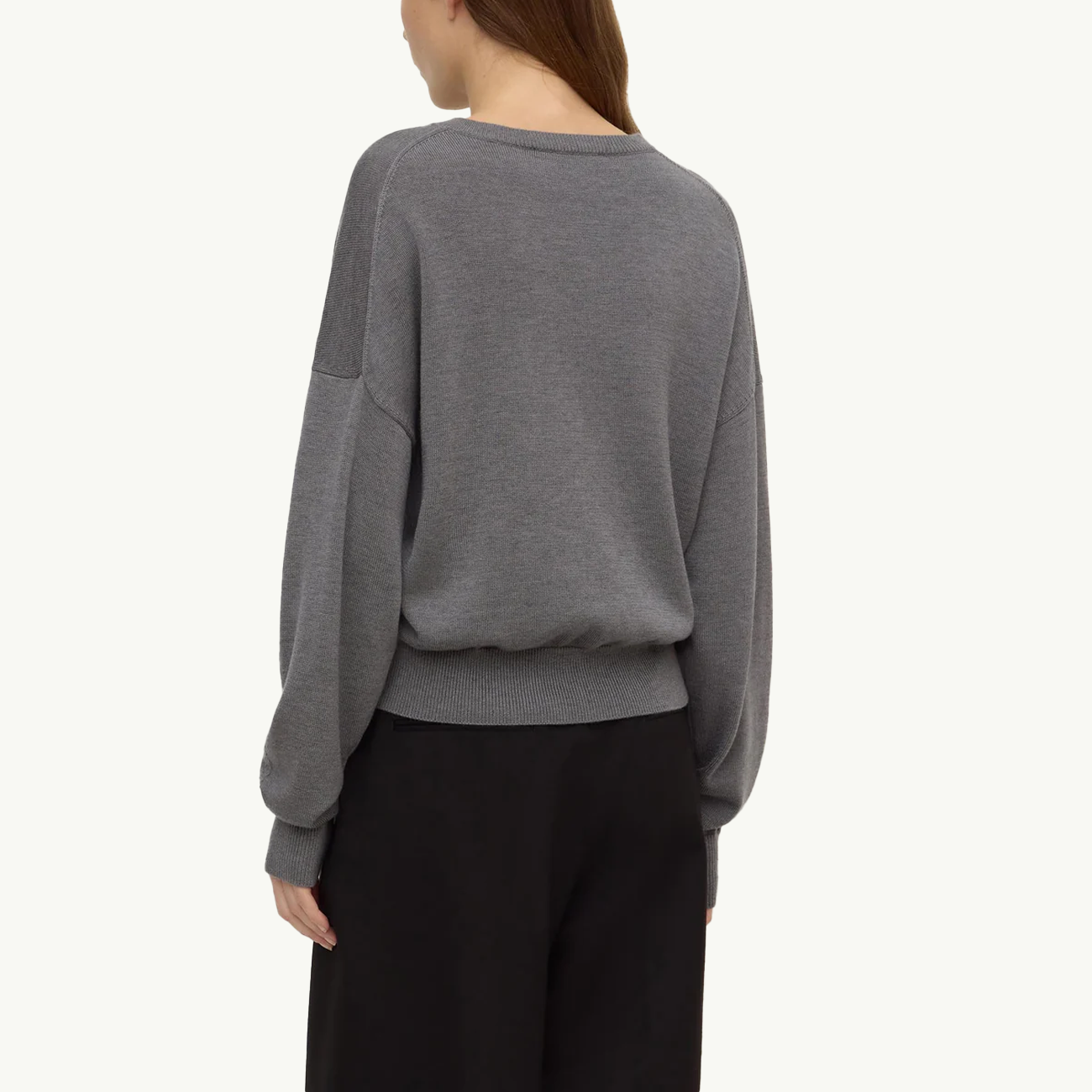 Mira V-Neck Sweater - Dark Grey Marle