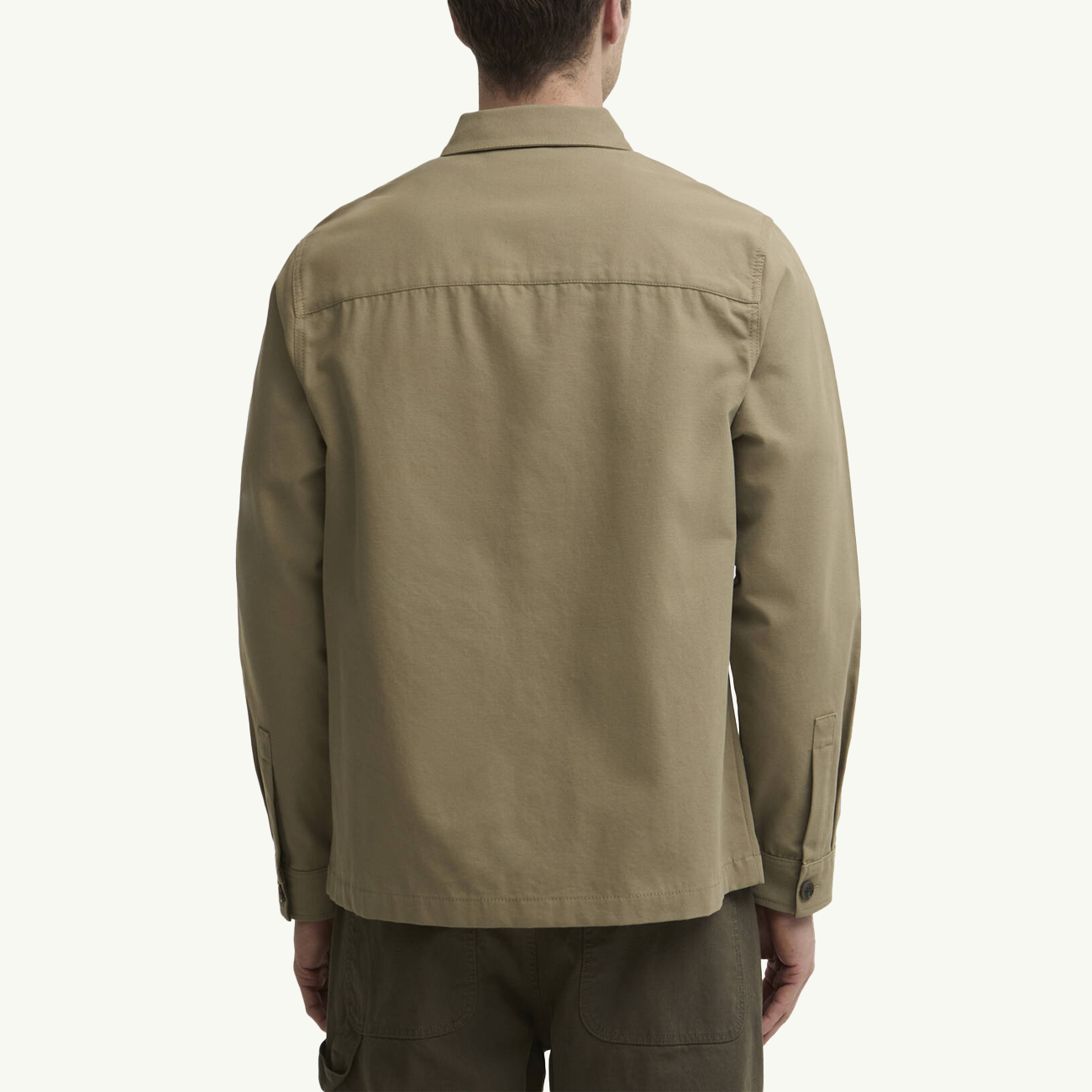 Tartan Trimmed Washed Overshirt - Sage