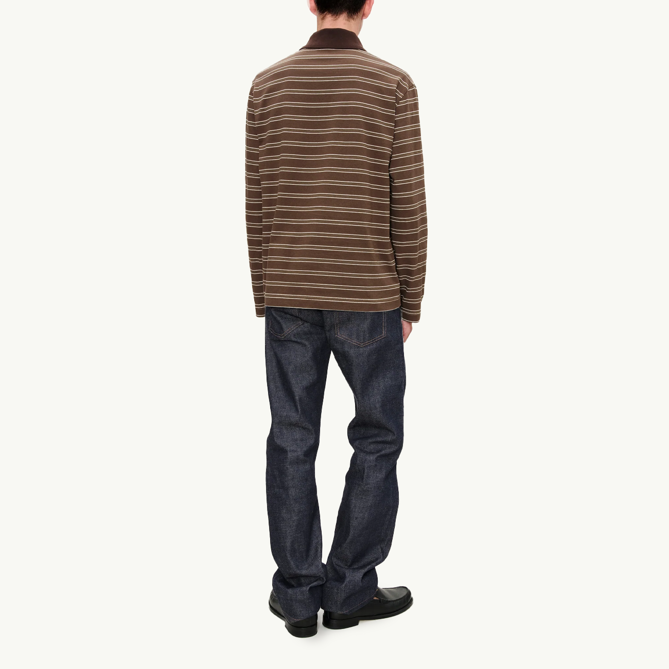 Striped LS Polo Shirt - Chestnut Brown