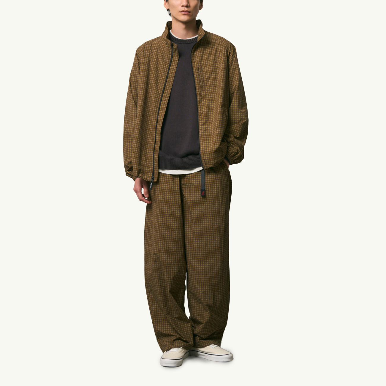Mini Check Nylon Pant - Brown Check