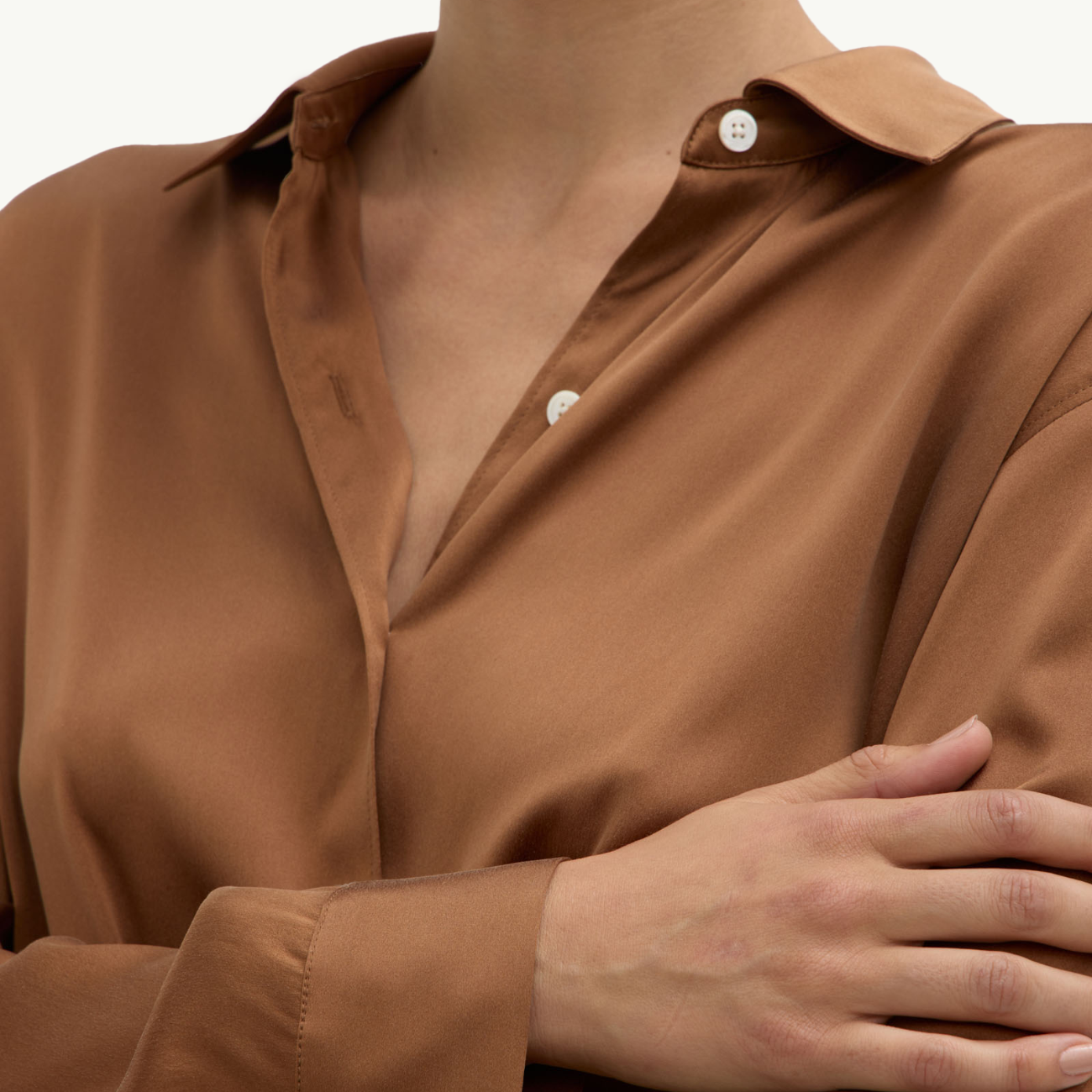 Pippa Silk Longsleeve Shirt - Bronze