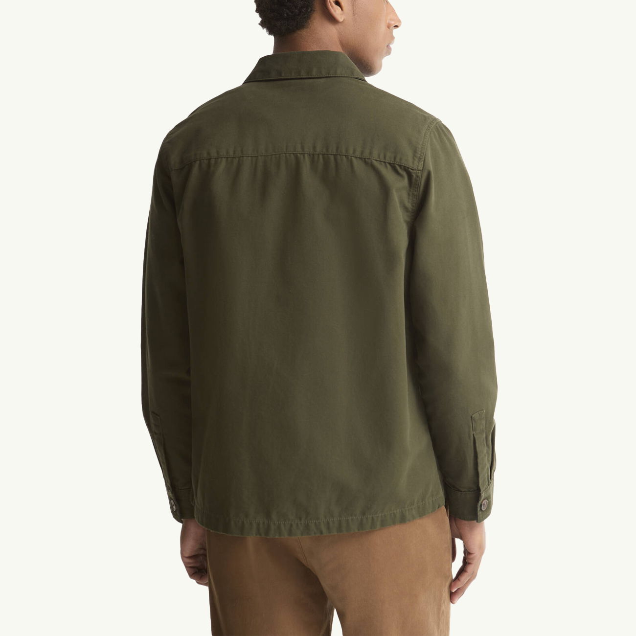 Tartan Trimmed Washed Overshirt - Mushroom