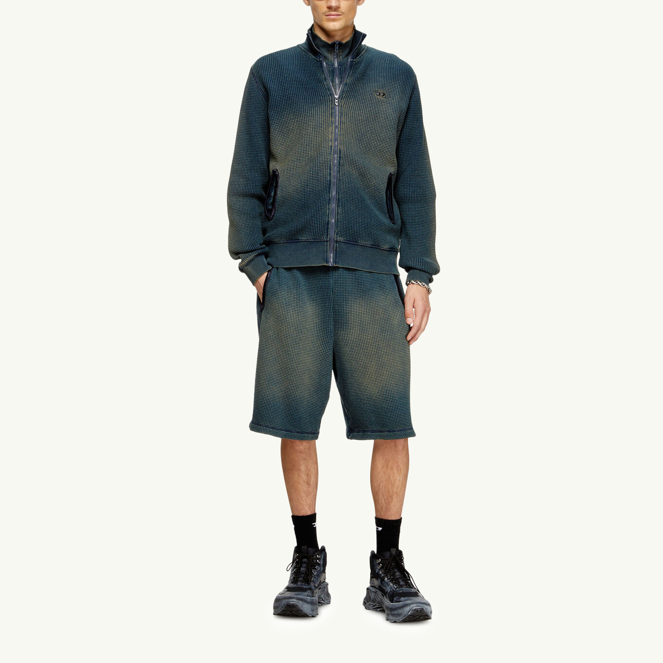 S-Wafy-Zip Sweatshirt - Blue