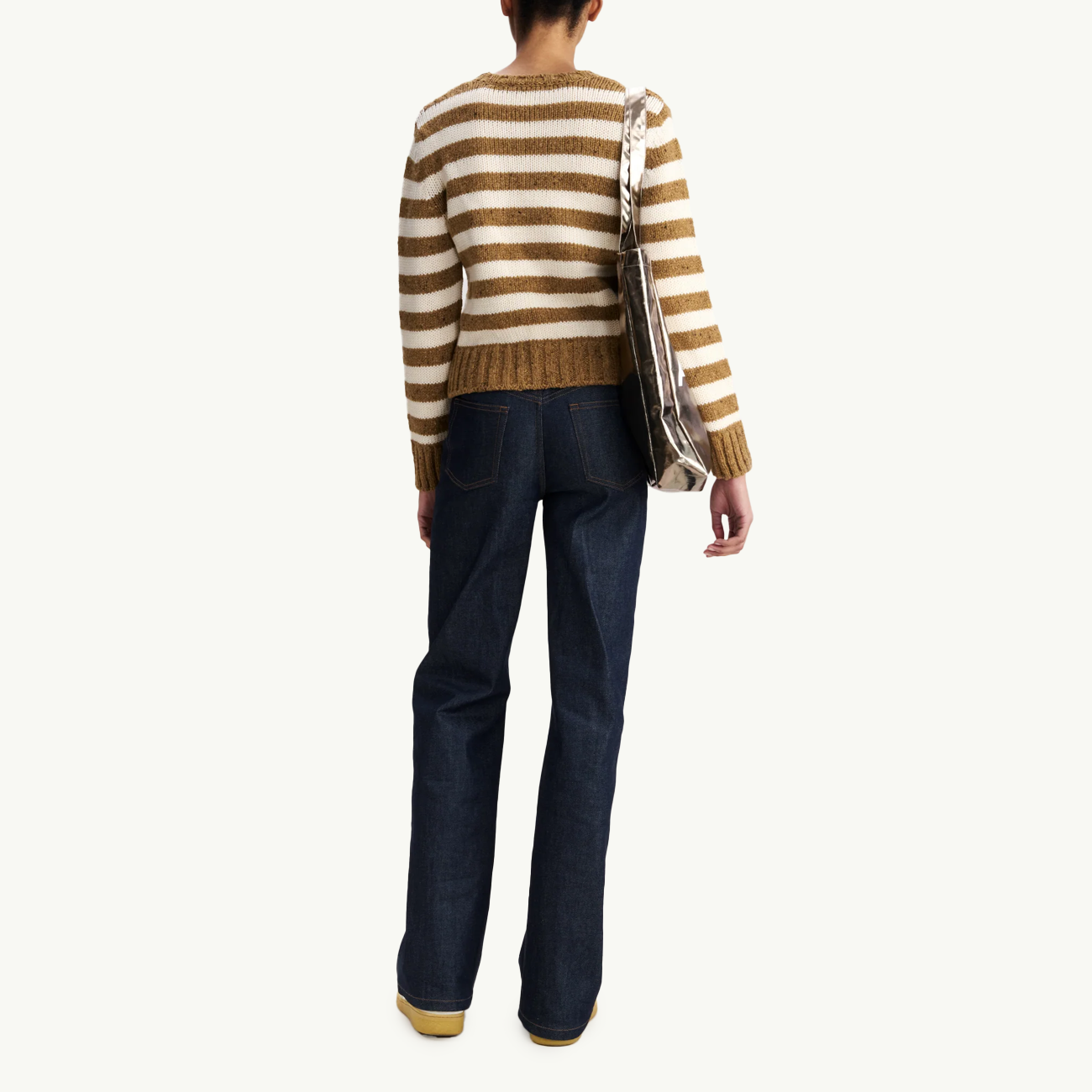 Speckled Striped Sweater - Brown/Ecru