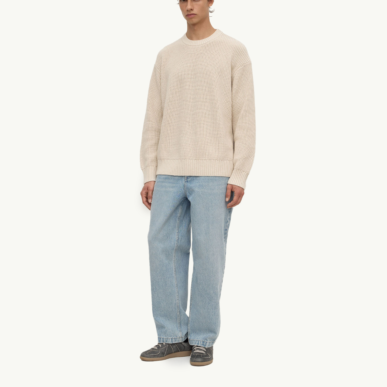 Carson Cotton Rib Knit - Oat Marle