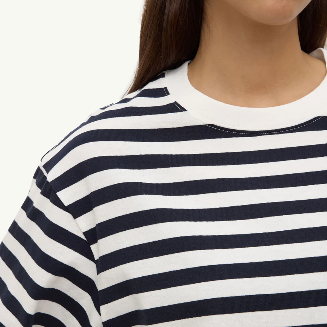 Monte Stripe Cotton Short Sleeve Tee - True Navy/White