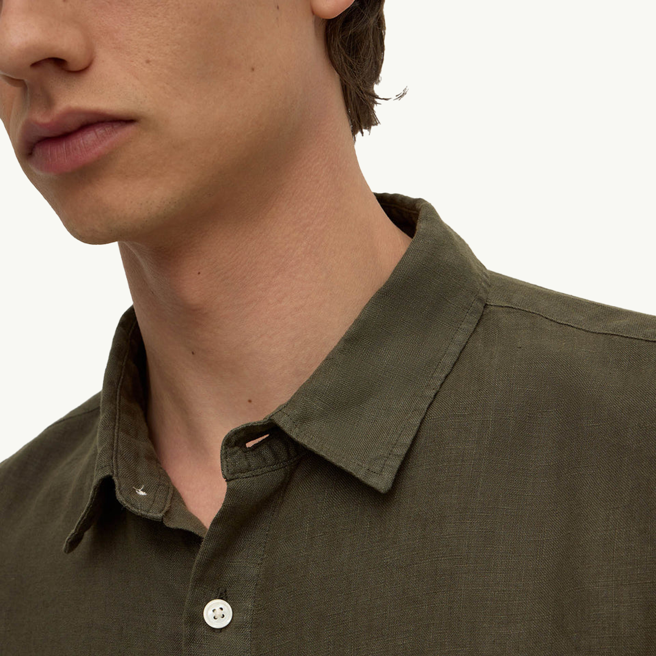 Everyday Mens Linen Long Sleeve Shirt - Dark Military