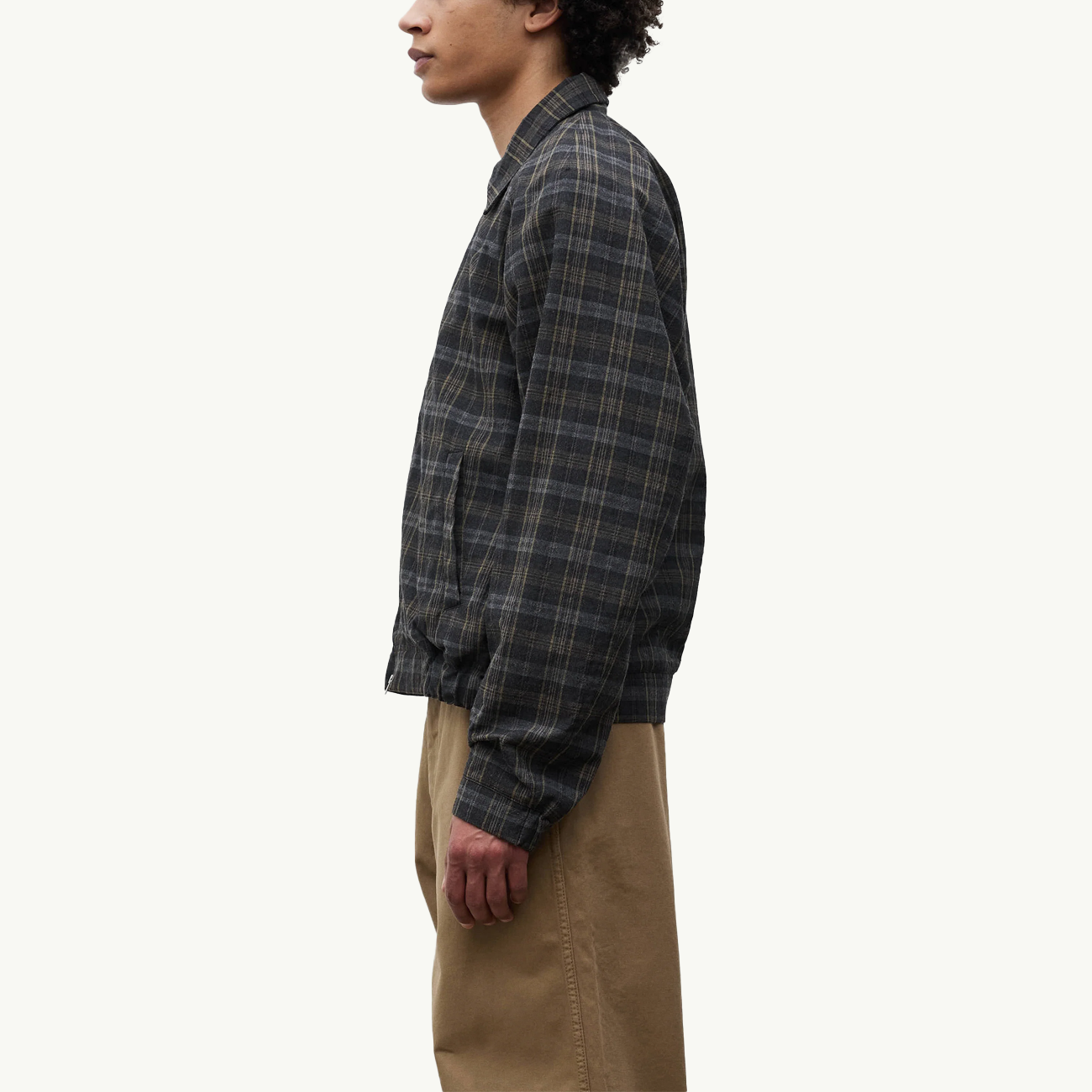 Stensholt Cotton Wool Check Blouson - Charcoal Grey