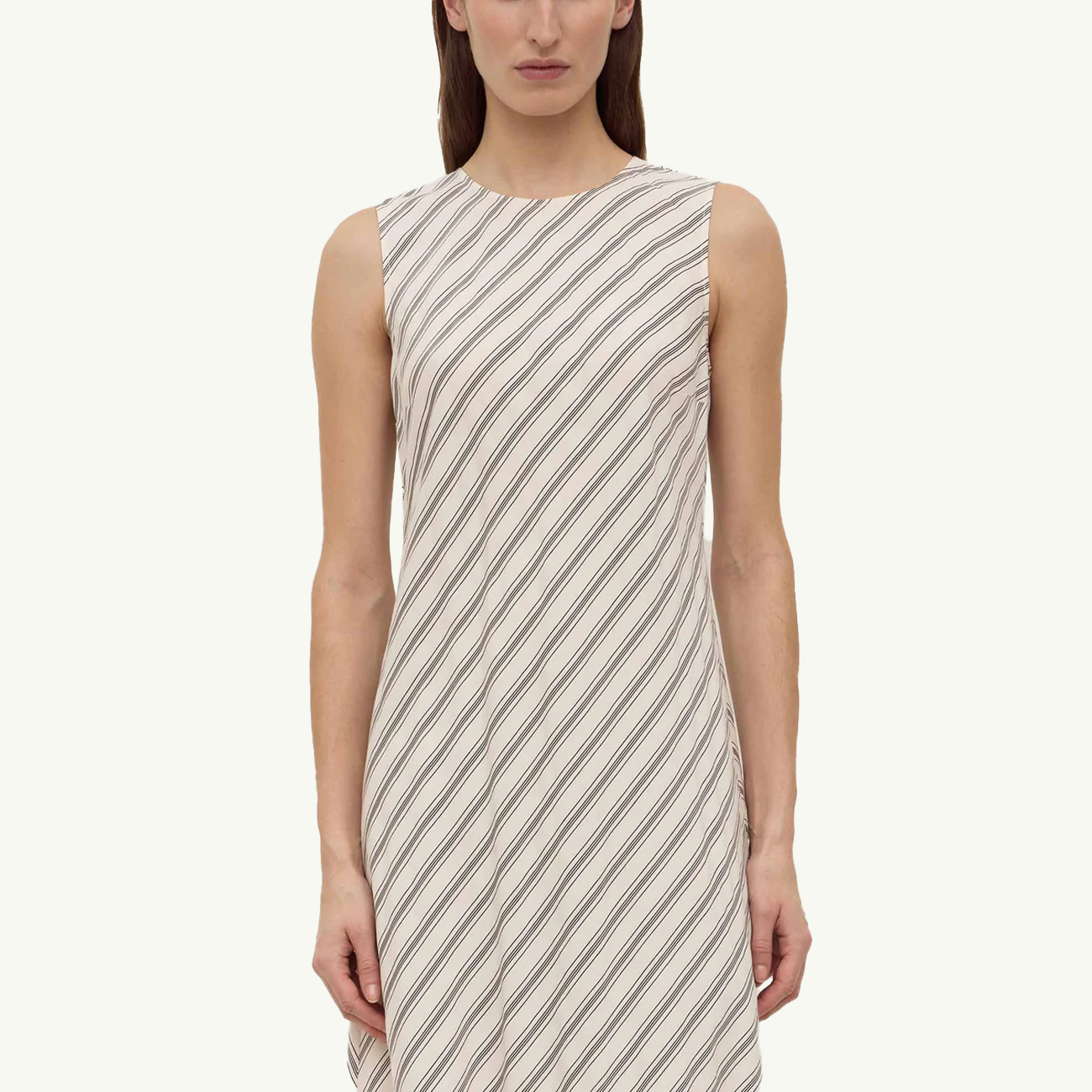 Lenny Stripe Midi Dress - Cream/Smoke
