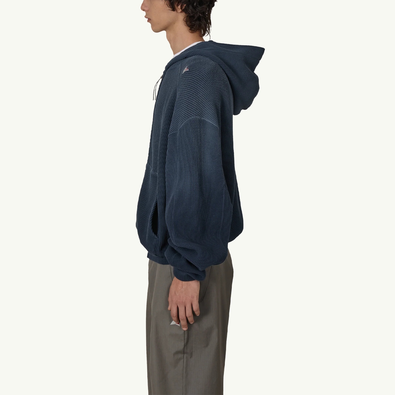 Bee Sun Faded Organic Waffle Zip Up Hoodie - Navy