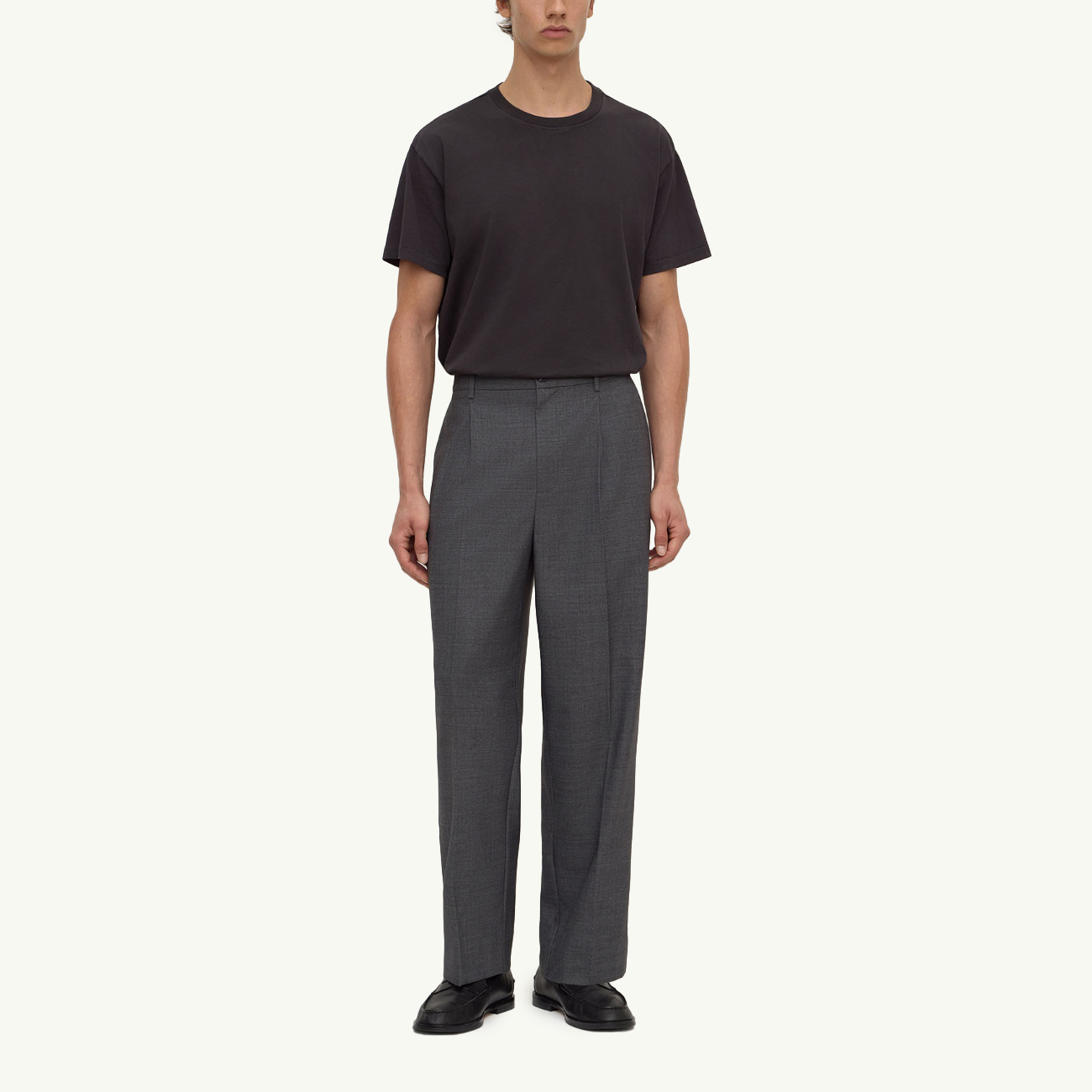 Brody Tapered Wool Pant - Charcoal Marle