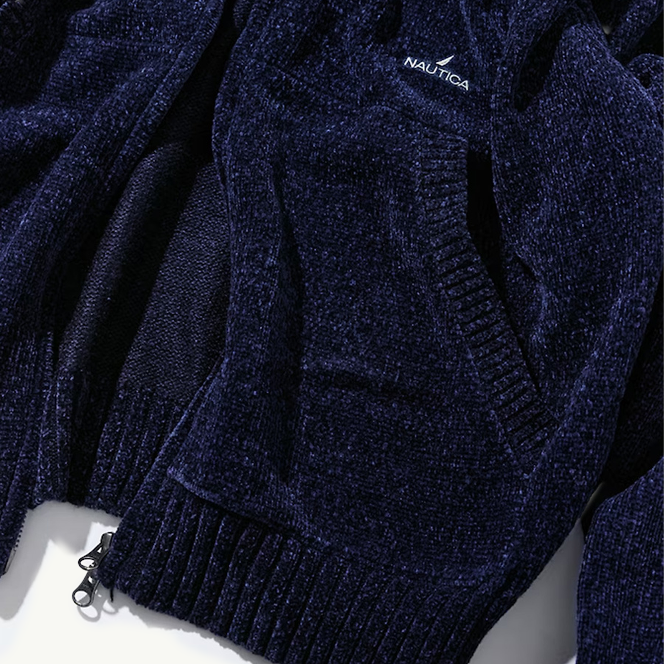 Mall Yarn Sweater Zip Hoodie - Dark Navy