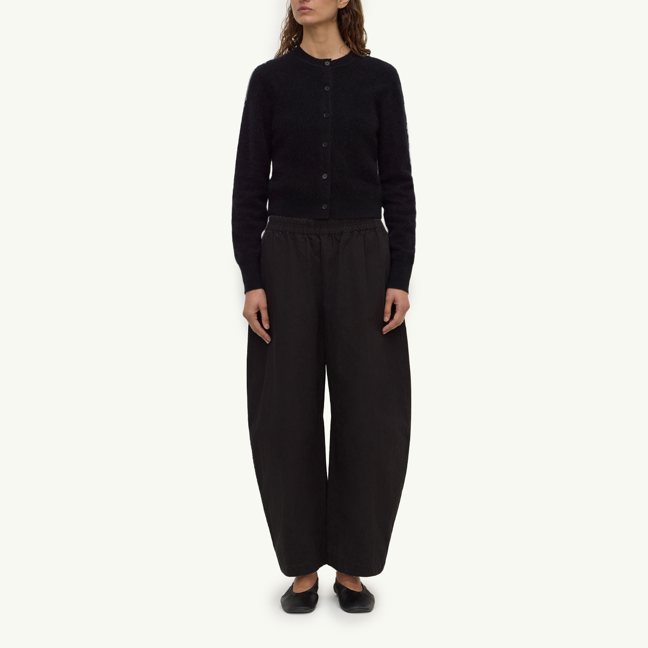 Carina Merino Wool Long Sleeve Cardigan - Black