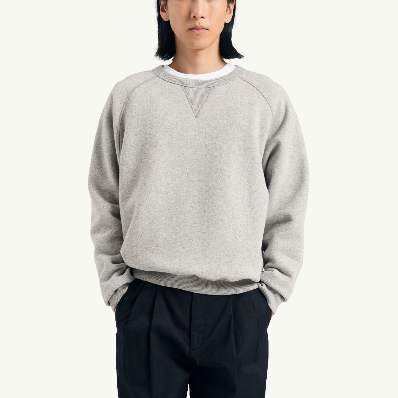 Marten Relaxed Cotton Wool Sweatshirt - Grey Melange