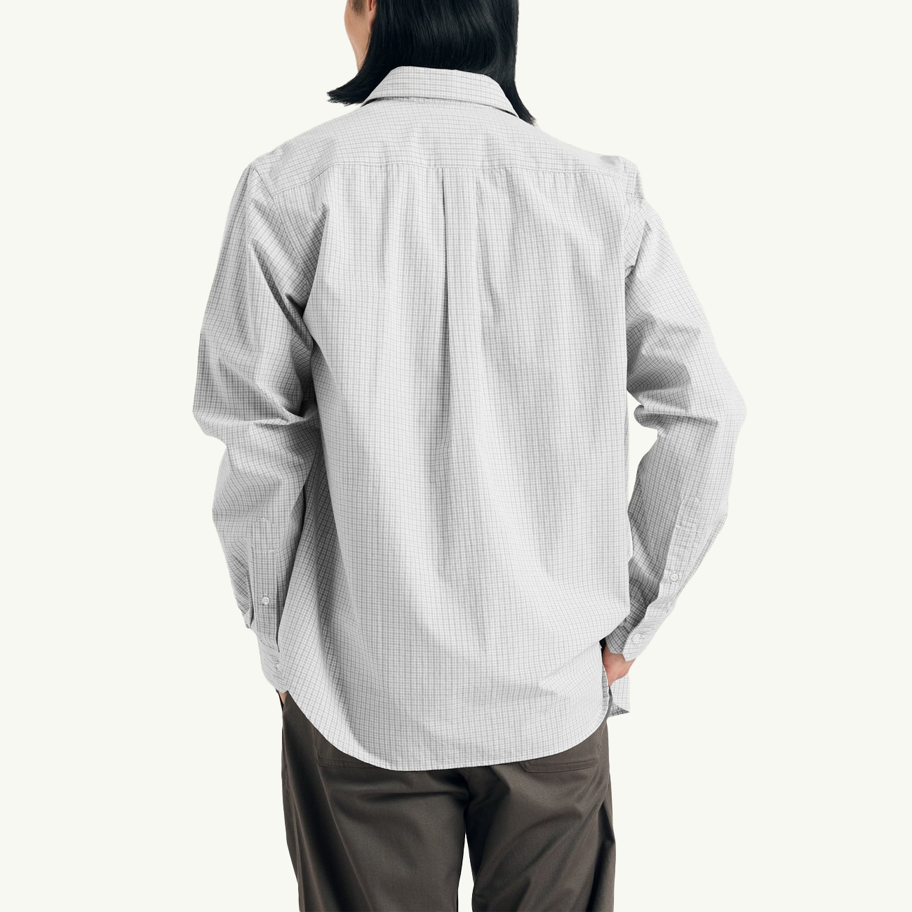 Algot Poplin Check Shirt - Oatmeal