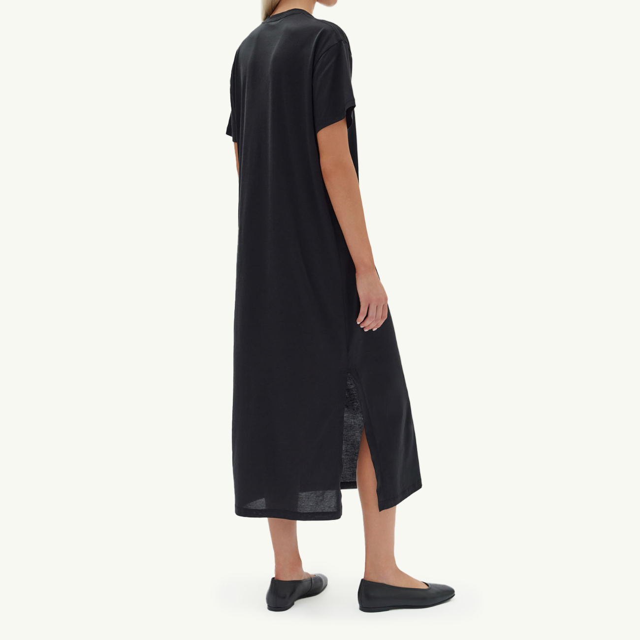 Silk Blend Tee Dress - Black