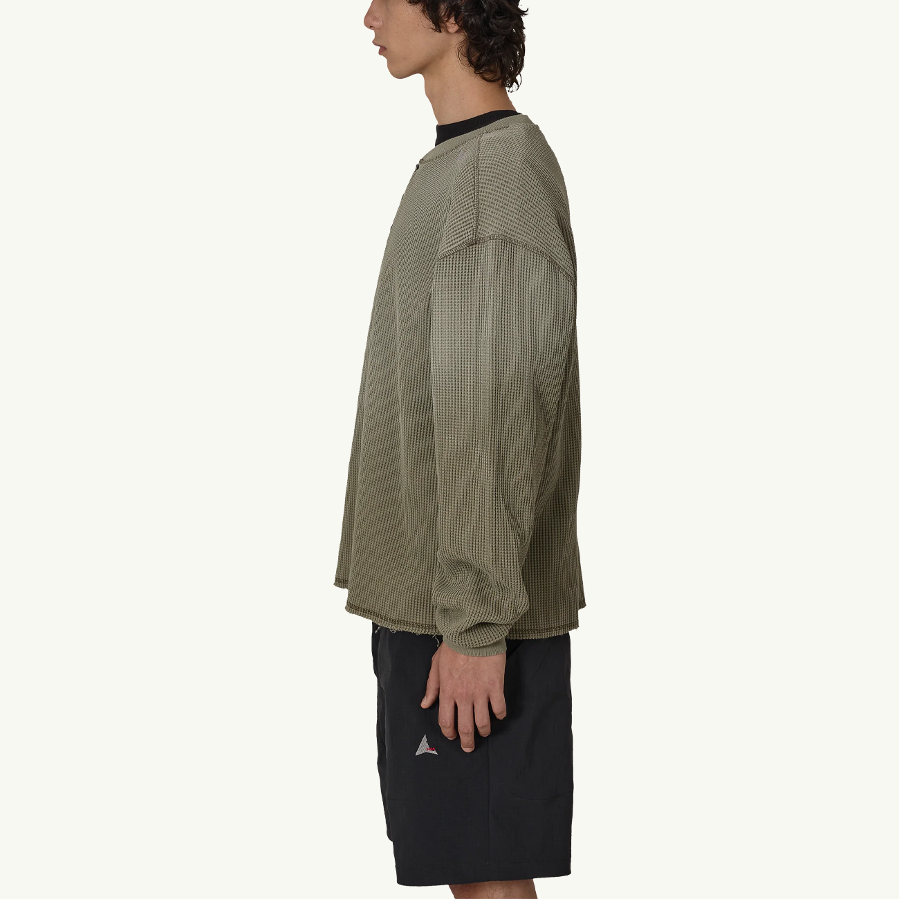 Bee Sun Faded Organic Waffle Serafino LS - Grey/Green