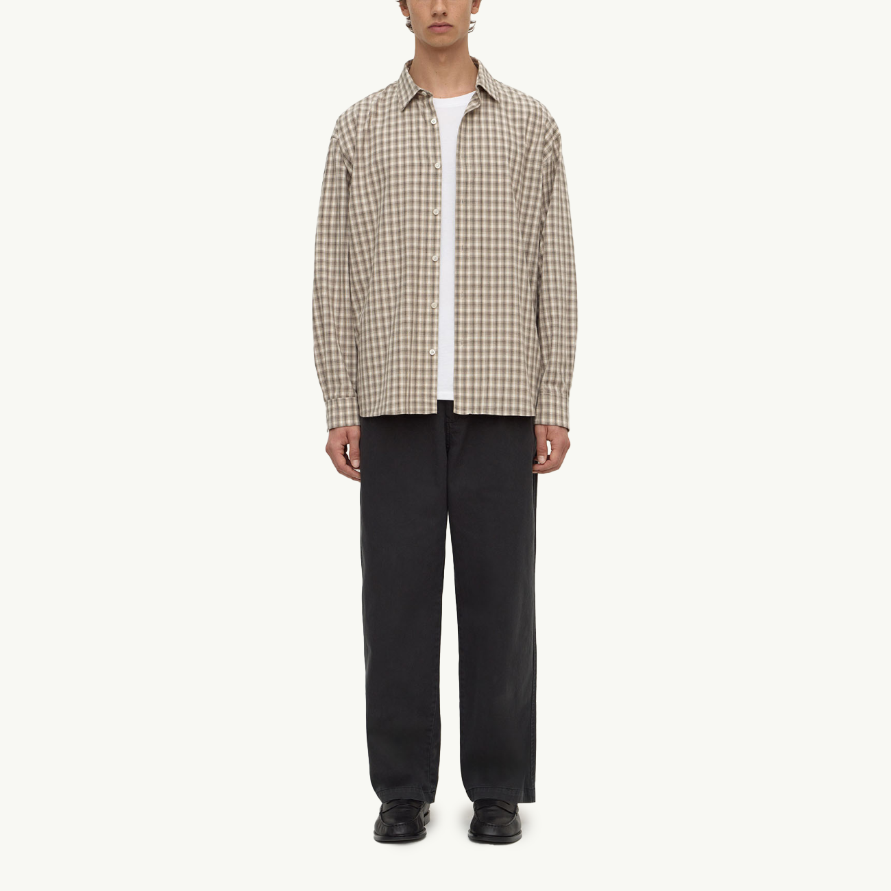 Eddie Check Long Sleeve Shirt - White/Grey