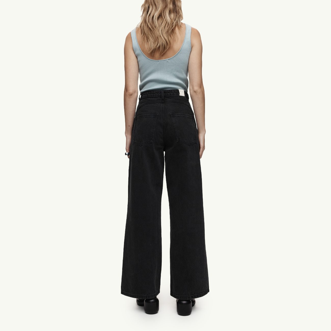 Wide Leg Jean - Washed Black