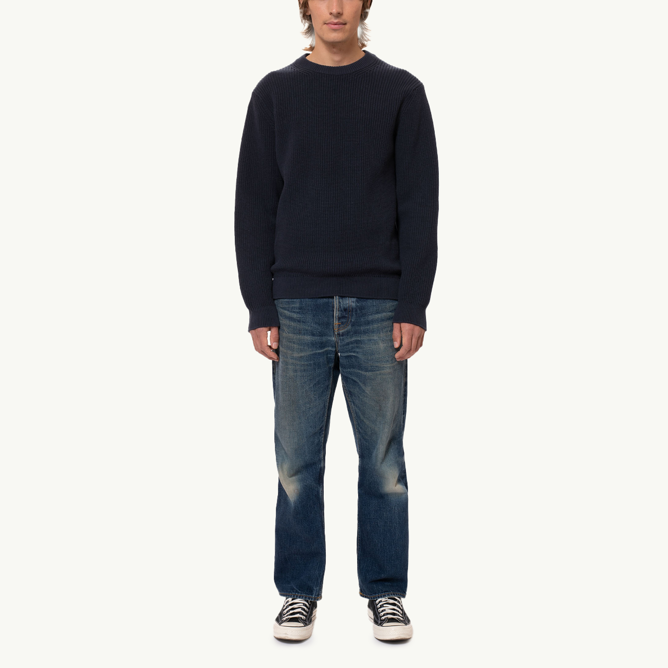 August Rib Cotton Sweater - Navy