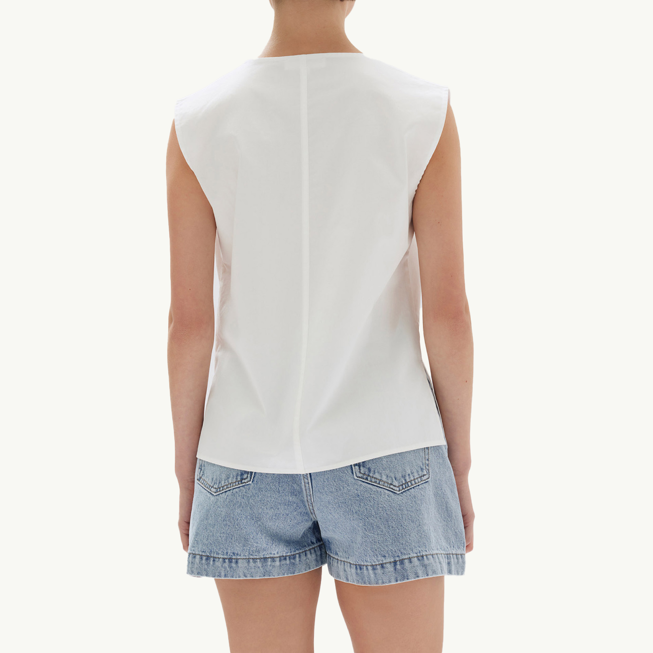 Ollie Poplin Tie Top - White