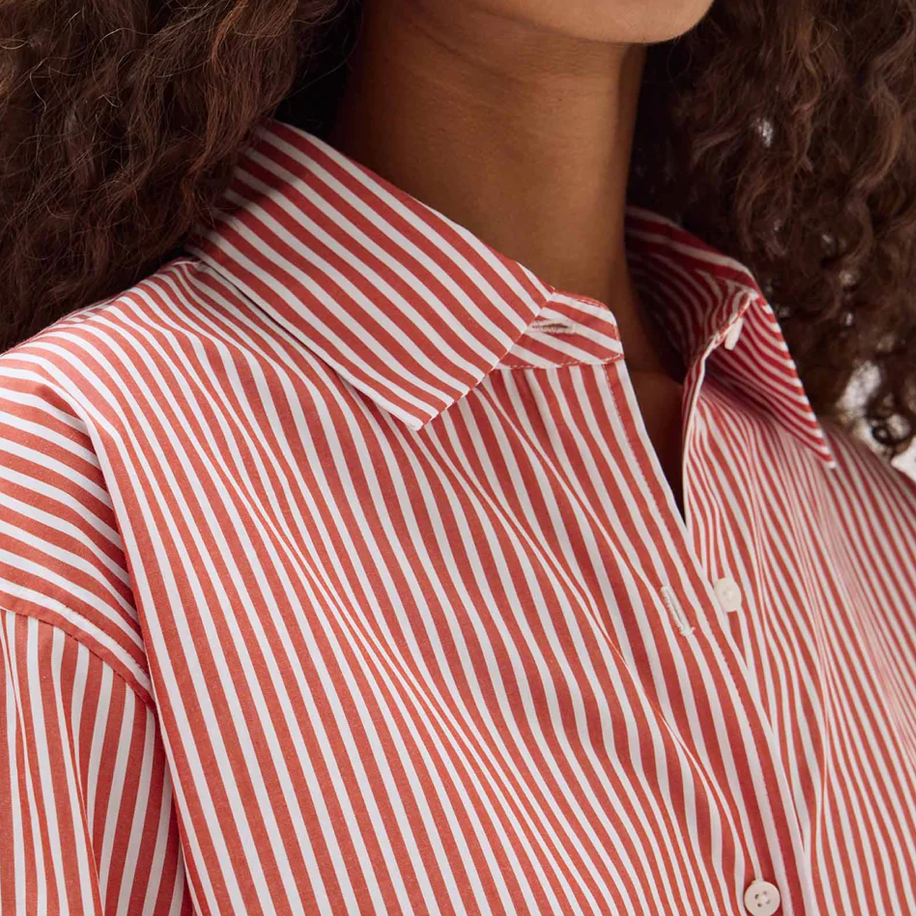 Signature Poplin Shirt - Papaya/White Stripe